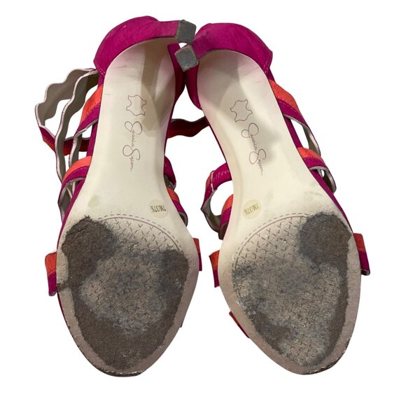 Jessica Simpson Caveena Strappy Heel Shoe Pumps Sandals Size 7M Pink Orange - Picture 13 of 14